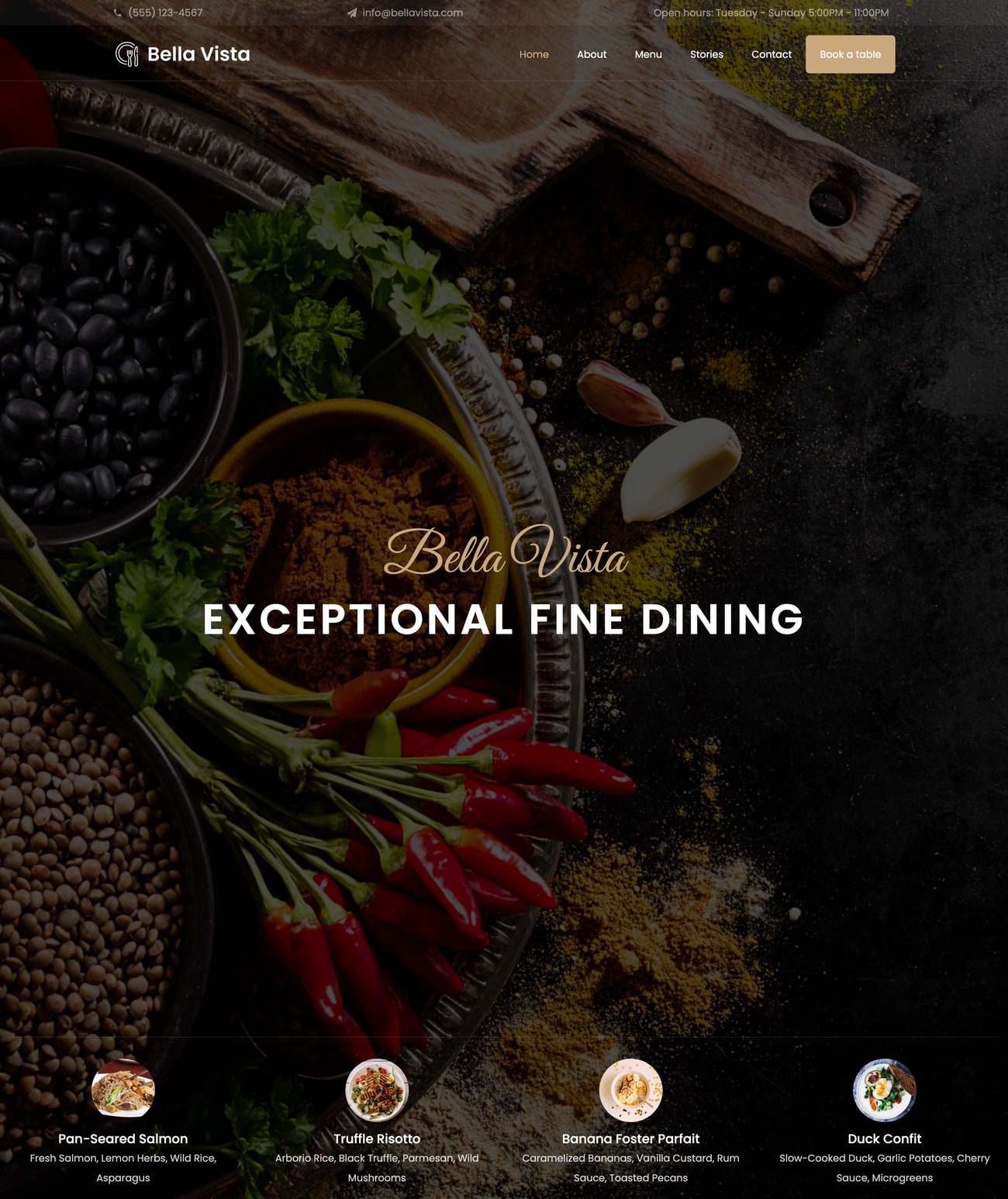 Bella Vista restaurant website