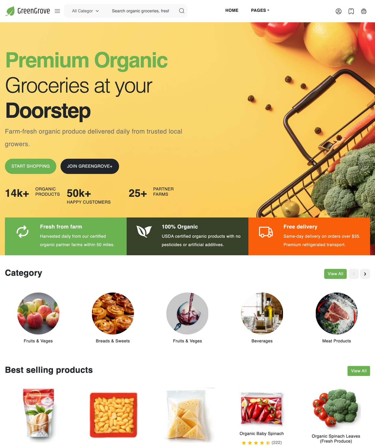 Green Grove Market grocery e-commerce website