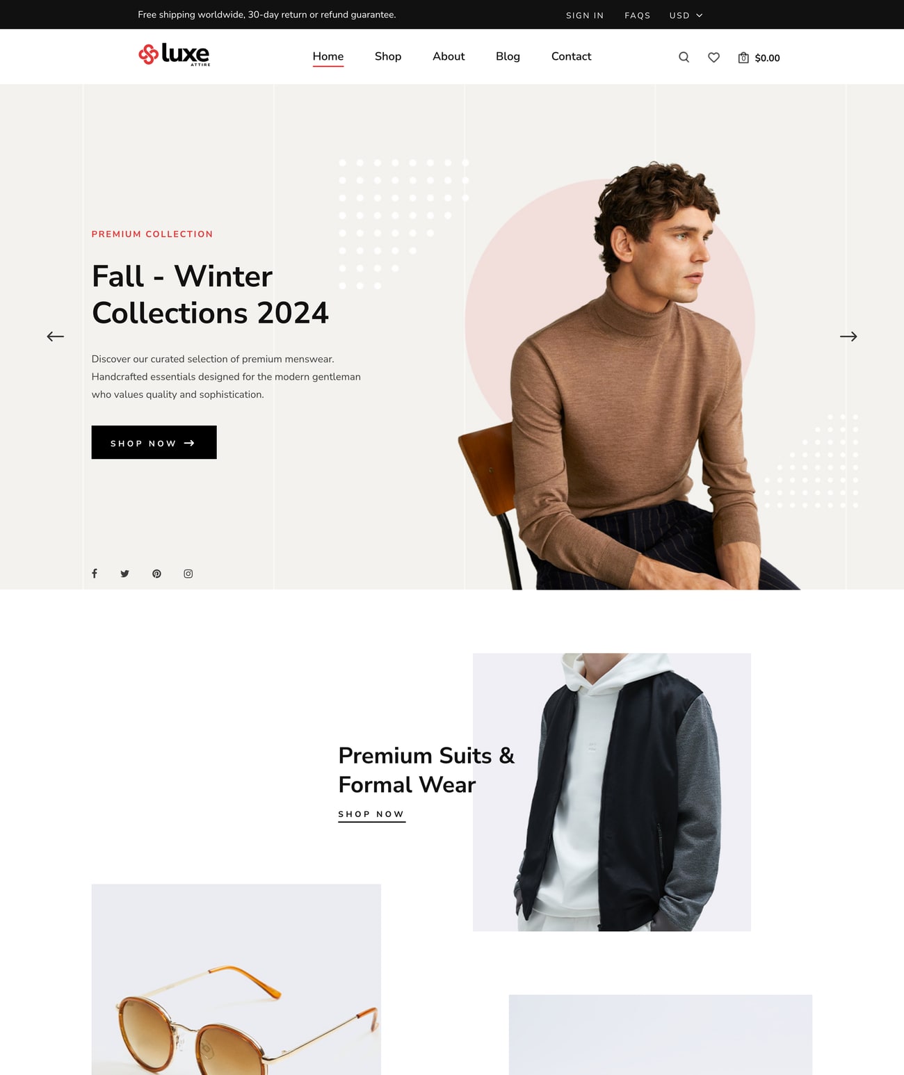 Luxe Attire fashion e-commerce website