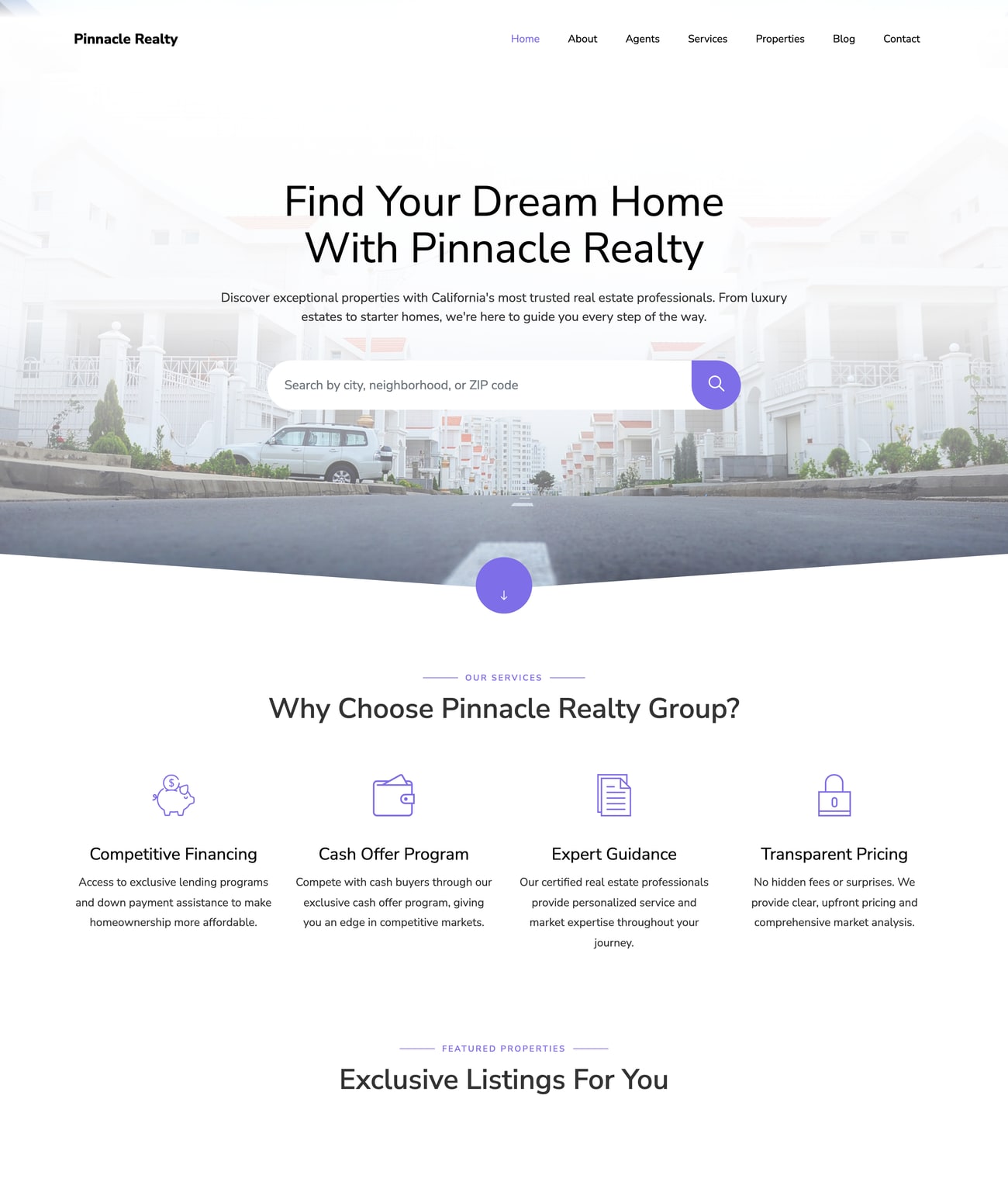 Pinnacle Realty Group real estate website